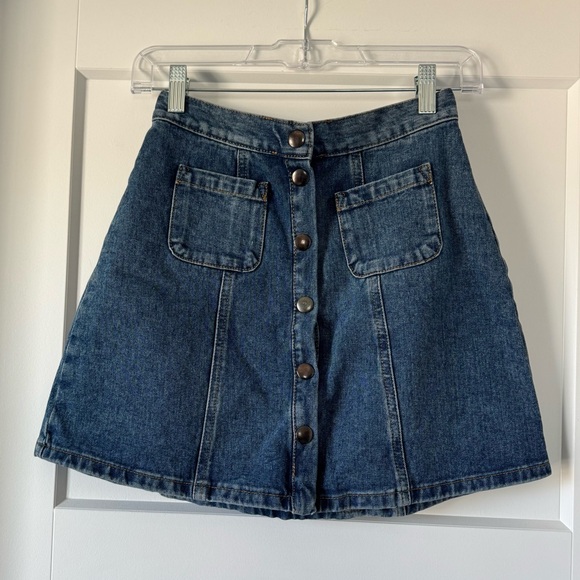 Urban Outfitters BDG Denim Button-Front High-Waisted Blue Mini Skirt, Size XS - Picture 2 of 11